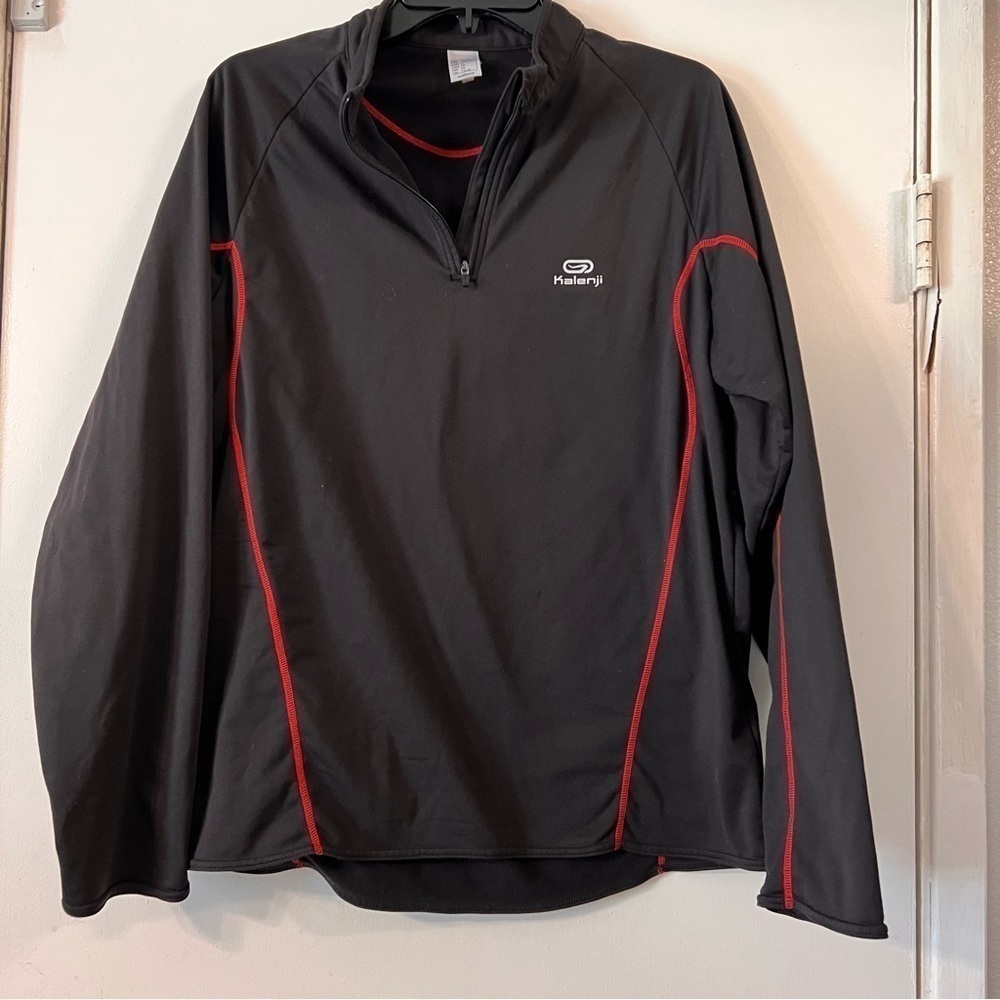 Kalenji Ekiden Running Long Sleeve Jersey Pull Over Black Red Medium